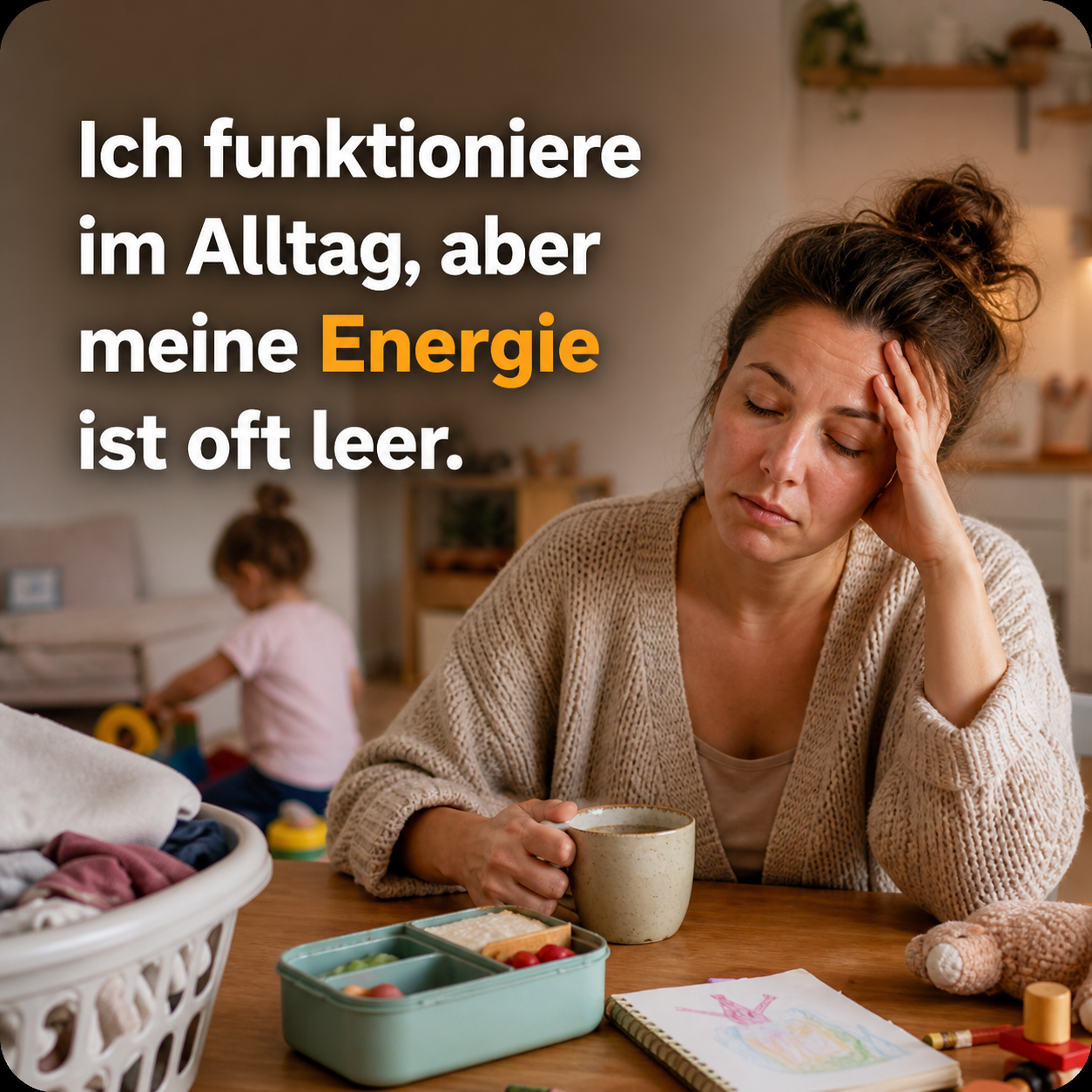 A) Ich funktioniere im Alltag, aber meine Energie ist oft im roten Bereich.